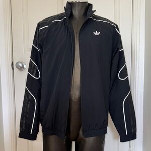 Adidas Black and White Windbreaker with High Collar